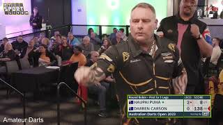 Haupai Puha vs Darren Carson Group B Australian Darts Open 2023 [upl. by Yentrac607]