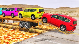 Toyota Cars vs Train  Truck Man Flatbed vs Train Beamngdrive 001 [upl. by Singh]