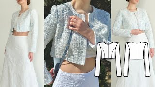 ChanelInspired Jacket Tutorial  How to Sew a Tweed Jacket  Sewing Pattern 🩵 [upl. by Onitsuaf]