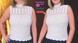 Blusa  top tejido a crochet 💋 Modelo “Jazzquot 🎷 TUTORIAL PASO A PASO [upl. by Pahl]