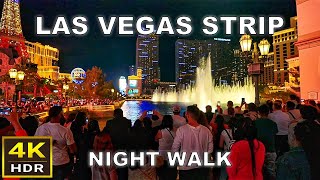 4K HDR Las Vegas Strip Night Walking Tour  2023  Las Vegas Nevada 🇺🇸 [upl. by Colvert559]