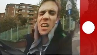 Epic road rage Pedestrian pushes cyclist to the ground London [upl. by Lamond]