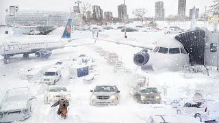 Germany is Freezing Munich Airport is covered with snow Snow Storm in München [upl. by Ainavi]