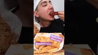 Vartin Fresh ASMR fried chicken cheeseburger fries Mukbang bites only shorts viralvideo video fy [upl. by Constance]