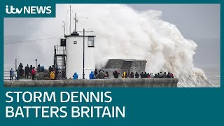 Storm Dennis Weather warning as storm hits the UK  ITV News [upl. by Marceau]