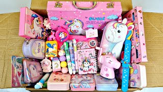 Unicorn Stationery Collection🥰Coloring kit Geometry Pencil Box Sharpener Eraser Diary Band etc [upl. by Thistle]