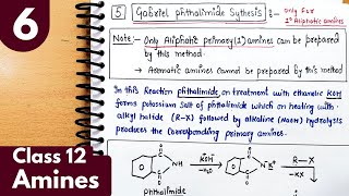 6 Gabriel phthalimide synthesis of primary amines Preparation of amines Amines Class12 Chemistry [upl. by Aleris]