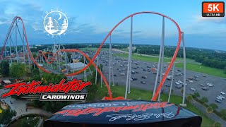 Intimidator Front Seat On Ride POV 5K 60FPS Carowinds  Nascar Themed Roller Coaster  Carolina [upl. by Yrekaz168]