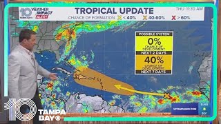 Tracking the Tropics Tropical wave in the eastern Atlantic has a 40 chance of development over the [upl. by Ahsikan]