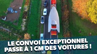 Le convoi exceptionnel passe à 1 cm des voitures [upl. by Aerdnaeel]