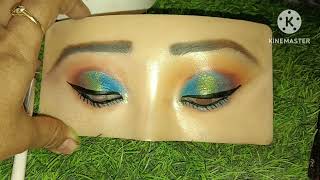 Blue golden cut crease eye makeup tutorial by Faria beauty parlour 🎯 [upl. by Torto]