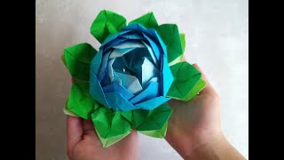 Origami Blumen falten Wasserrose Seerose oder Lotusblume Bastelidee zum Muttertag [upl. by Weiner52]