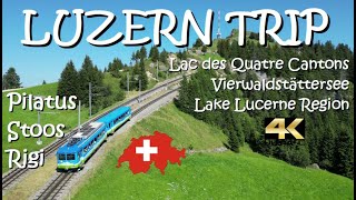 🚞 Luzern 🛥 Lucerne 🇨🇭 Vierwaldstättersee Lac des QuatreCantons 🏞 Swiss  Switzerland  Suisse 🚠 4K [upl. by Hannover]