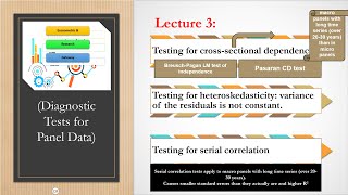 Lecture 3 Applying Panel Data Models Diagnostic Tests for Panel Data [upl. by Pillihp]