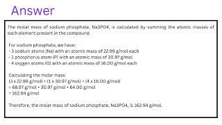 What is the molar mass of sodium phosphate Na PO [upl. by Yroj206]