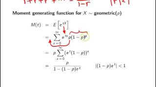 Geometric distribution moment generating function [upl. by Ellebana75]