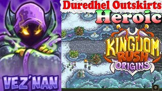 Kingdom Rush Origins HD  Duredhel Outskirts Heroic Level 22 Hero Veznan [upl. by Aynwad]