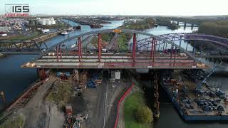 Abschluss Einschwimmen der Hafenkanalbrücke in Duisburg [upl. by Toland]