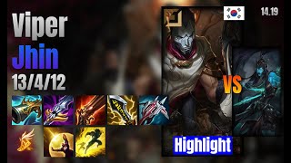 Viper Adc Jhin vs Kalista lol KR solo rank Highlight 1419 [upl. by Aratnahs473]