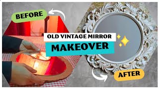 old vintage mirror  old mirror makeover  mirror decoration ideas diy vintage mirrorwork yt [upl. by Sarid]