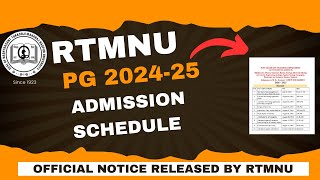 RTMNU 202425 PG admission schedule released by rtmnu university rtmnu admissions2024 admission [upl. by Ahsiyk]