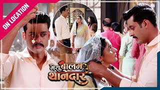 Mera Balam Thanedaar  On Location  Veer Ne Diya Bulbul Ko Locket [upl. by Ahsikam858]