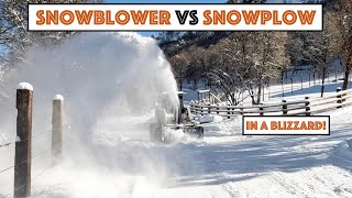 716  Snowblower Vs Snowplow In A Blizzard Moved 1000 Gallon Tank Up Mountain W Skid Steer [upl. by Yaniv]