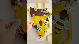 DIY Honey Bee hive craft 🐝 shorts honeybee diy love wallhanging spring shortvideo walldecor [upl. by Chemash]