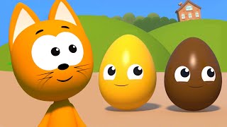 Learn colors with Balloons and Surprise Eggs  Meowmeow Kitty fun games for kids [upl. by Nob]