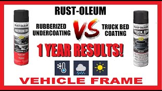 1 Year Results RustOleum Rubberized Undercoating VS Truck Bed Coating  Vehicle Frame  Rustoleum [upl. by Sobmalarah]