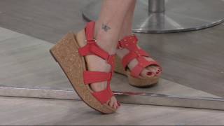 Clarks Leather Triple Adjust Wedge Sandals  Annadel Orchid on QVC [upl. by Joseito271]