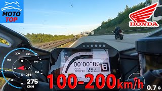 Honda CBR1000RRR SP 2021  100200kmh ACCELERATION  Gopro GPS and DRAGY measured [upl. by Naitsyrk]