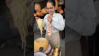 Finally cheese wheel pasta at Spezia Bistro vegpasta navratri [upl. by Haorbed]