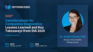 Considerations for Companion Diagnostics Lessons Learned and Key Takeaways from DIA 2024 [upl. by Attej355]