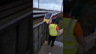 MY SUPPORT WORKER VIDEOING CLASS 180 AND TWO CLASS 800S PASSES HURN ROAD FOOTBRIDGE 121124 [upl. by Laddy]