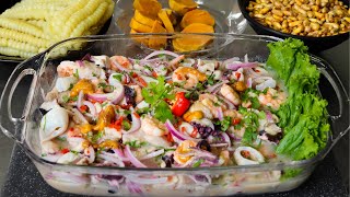 Preparando el Famoso CEVICHE Peruano de Pescado y Mariscos en un Toque  Abelca [upl. by Yeh]