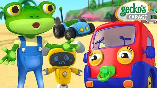 Beach Trip Hullabaloo  Geckos Garage  Trucks For Children  Cartoons For Kids [upl. by Arraeit]