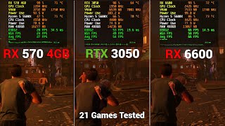 AMD RX 570 vs RTX 3050 vs RX 6600 Gaming Test 21 Games Tested [upl. by Aleydis]