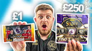 £1 vs £250 PACK OF PREMIER LEAGUE FOOTBALL CARDS Which is BETTER [upl. by Zehe154]