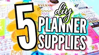 5 EASY DIY PLANNER SUPPLIES  About my Happy Planner  Back to School DIYs 2017 [upl. by Amled413]