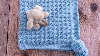 How to Crochet a Baby Blanket for Beginners Super EASY amp QUICK Only 1 row to repeat [upl. by Farhi]