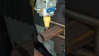 Laser cutting process of four way joint pipe Good tools and machinery make work easy [upl. by Nikolos]