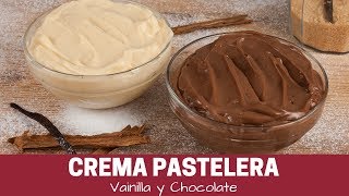 Crema pastelera de vainilla y de chocolate  receta mas facil [upl. by Hevak]