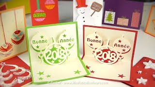 DIY  CARTE 3D PopUp Bonne Année 2018 en Kirigami [upl. by Lorimer]