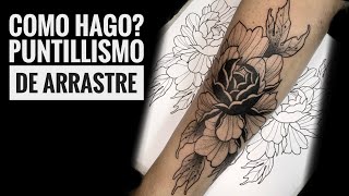 Cómo hacer puntillismo de Arrastre Tattoo Peonia Blackwork [upl. by Theressa]