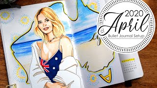 PLAN WITH ME  APRIL 2020 Bullet Journal Setup  Australia theme [upl. by Ayhtak]