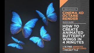 Cinema 4D And Octane Render  How To Create Animated Butterfly Wings In 4 Minutes [upl. by Ennahs]