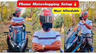 Most Affordable Phone Moto Vlogging Setup  Mobile Motovlog Setup With Mic [upl. by Kudva]