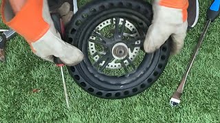 How to install solid tires on electric scooter [upl. by Ethbin]