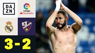 Karim Benzema schießt Real spät zum Sieg Real Madrid  Huesca 32  La Liga  DAZN Highlights [upl. by Olleina65]